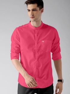 PopeLeo Men Solid Casual Pink Shirt ...